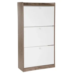 HOMLA Szafka Na Buty Eira Z Bialymi Frontami 60X24X114 Cm