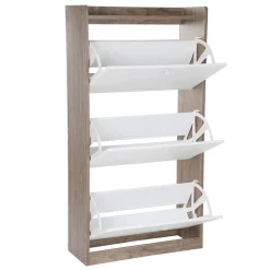 HOMLA Szafka Na Buty Eira Z Bialymi Frontami 60X24X114 Cm