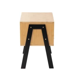 HOMLA Szafka Nocna Slumber Bambusowy Z Czarnymi Nogami 42X29X42 Cm