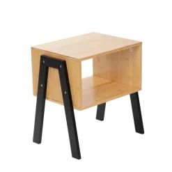HOMLA Szafka Nocna Slumber Bambusowy Z Czarnymi Nogami 42X29X42 Cm