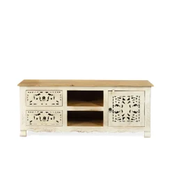 HOMLA Szafka Rtv Banhi Lite Drewno Mango Zlobione 150X40X60 Cm