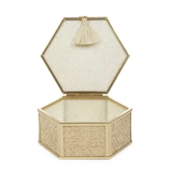 HOMLA Szkatulka Na Bizuterie Grazia Szesciokatna Z Plecionka 10,5X12X4,8 Cm