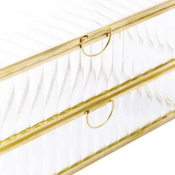 HOMLA Szkatulka Na Bizuterie Grazia Z Szufladka Ze Szkla Prazkowanego 21X10X10,5 Cm