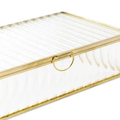 HOMLA Szkatulka Na Bizuterie Grazia Ze Szkla Prazkowanego 20X12X5 Cm