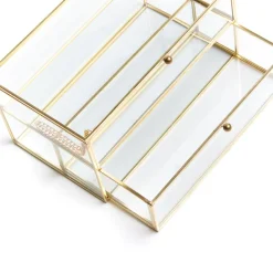 HOMLA Szkatulka Na Bizuterie Grazia Z Szufladka Zlota 21X10X10,5 Cm