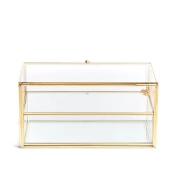 HOMLA Szkatulka Na Bizuterie Grazia Z Szufladka Zlota 21X10X10,5 Cm