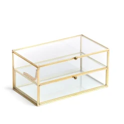 HOMLA Szkatulka Na Bizuterie Grazia Z Szufladka Zlota 21X10X10,5 Cm