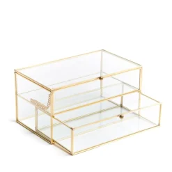 HOMLA Szkatulka Na Bizuterie Grazia Z Szufladka Zlota 21X10X10,5 Cm