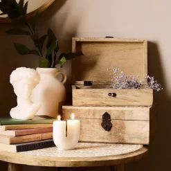 HOMLA Szkatulka Na Bizuterie Sombre Drewniana Zlobiona 22X14X8 Cm