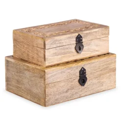HOMLA Szkatulka Na Bizuterie Sombre Drewniana Zlobiona 22X14X8 Cm