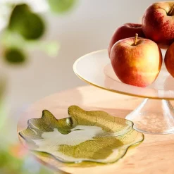 HOMLA Taca Dekoracyjna Asali Szklana Zielona 18,5X2,5 Cm