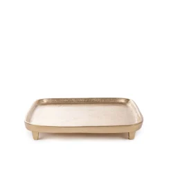 HOMLA Taca Dekoracyjna Girona Kwadratowa Zlota 22X22X3 Cm