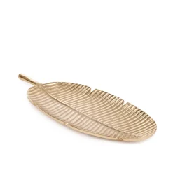 HOMLA Taca Dekoracyjna Girona Lisc Bananowca Zlota 50X20 Cm