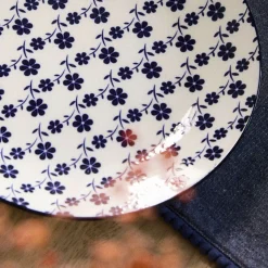 HOMLA Talerz Navia Deserowy Granatowy W Kwiatuszki 19 Cm