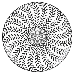 HOMLA Talerz Navia Obiadowy Czarny W Listki 27 Cm