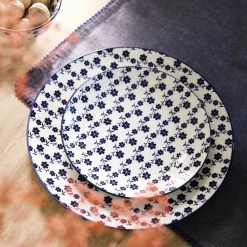 HOMLA Talerz Navia Obiadowy Granatowy W Kwiatuszki 27 Cm