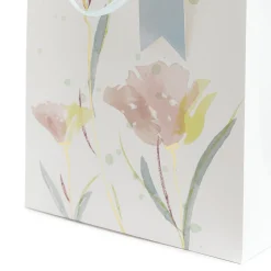 HOMLA Torebka Prezentowa Cymka Bezowe Kwiaty 14X27X33 Cm