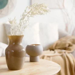 HOMLA Wazon Ambros Szklany Bezowy 13X12X20 Cm