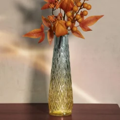 HOMLA Wazon Archie Szklany Ombre Granatowo-Zolty 6,5X22 Cm