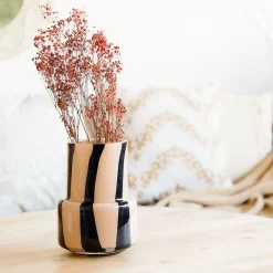 HOMLA Wazon Artistic Szklany Bezowy 13,5X13,5X18 Cm