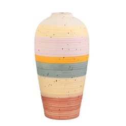 HOMLA Wazon Maasai Ceramiczny W Kolorowe Pasy 14X14X26 Cm