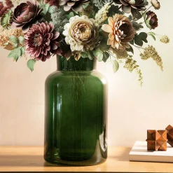 HOMLA Wazon Tenno Szklany Zielony 14,5X14,5X25,5 Cm