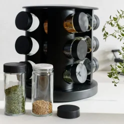 HOMLA Zestaw Przyprawnikow Otto Na Obrotowym Stojaku- 12 Sloiczkow 19X21 Cm