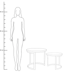 HOMLA Zestaw Stolikow Kawowych Harvey Drewnianych 53X51/43X43 Cm