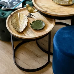 HOMLA Zestaw Stolikow Kawowych Harvey Drewnianych 53X51/43X43 Cm