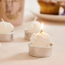 HOMLA Zestaw Swiec Wielkanocnych Arie Biale Baranki 3 Szt
