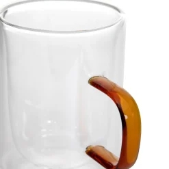 HOMLA Zestaw Szklanek Cembra Retro Z Podwojna Scianka I Bursztynowym Uchem 2 Szt. 0.35