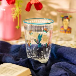 HOMLA Zestaw Szklanek Frida Kahlo Turkusowych, 2 Szt. 0.38